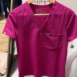 Figs Magenta V-Neck Scrub Top
